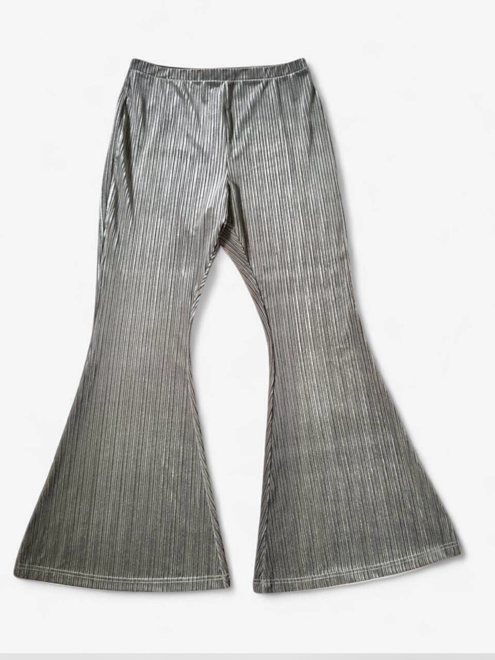 NATURAL LIFE Metallic Joplin Velvet Silver High Waisted Flare Pants